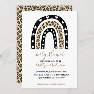 Rainbow Leopard Baby shower Invitation Kaart