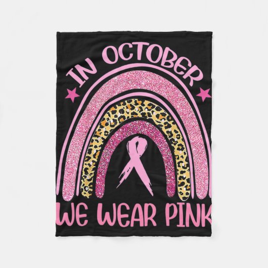 Rainbow Leopard Breast Cancer Bewustheid Oktober W Fleece Deken (Voorkant)