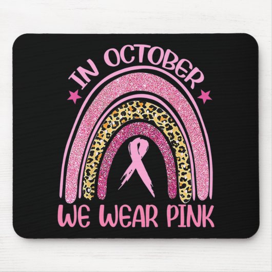 Rainbow Leopard Breast Cancer Bewustheid Oktober W Muismat (Voorkant)