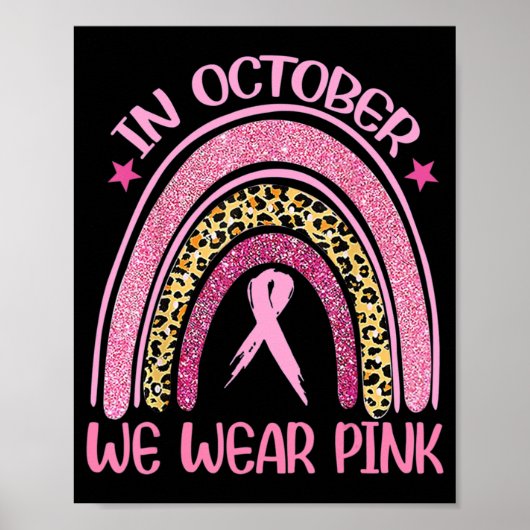Rainbow Leopard Breast Cancer Bewustheid Oktober W Poster (Voorkant)
