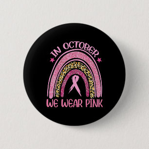 Rainbow Leopard Breast Cancer Bewustheid Oktober W Ronde Button 5,7 Cm