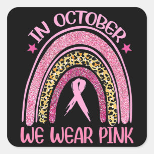 Rainbow Leopard Breast Cancer Bewustheid Oktober W Vierkante Sticker