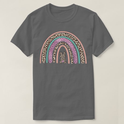 Rainbow Leopard Bunny Egg Hunting Women op paasdag T-shirt (Design voorkant)