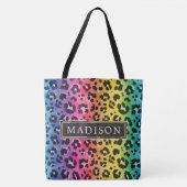 Rainbow Leopard Cheetah Animal Print Patroon Tote Bag (Voorkant)