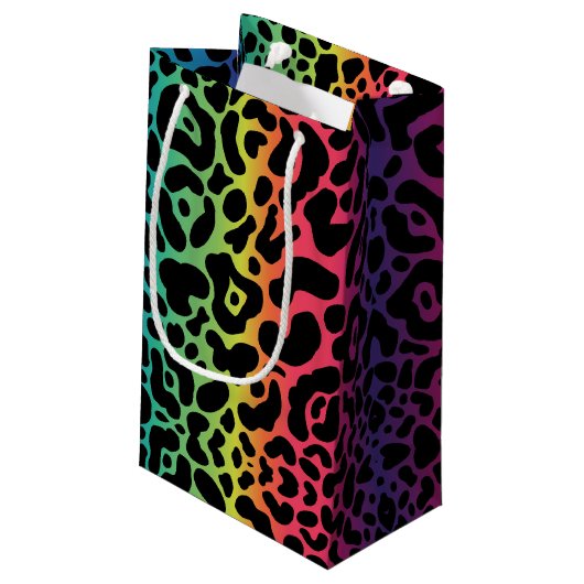 Rainbow Leopard Gift Bag Klein Cadeauzakje (Achterkant Gekanteld)