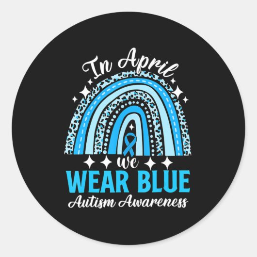 Rainbow Leopard in april Draag we Blue Autism Awar Ronde Sticker (Voorkant)