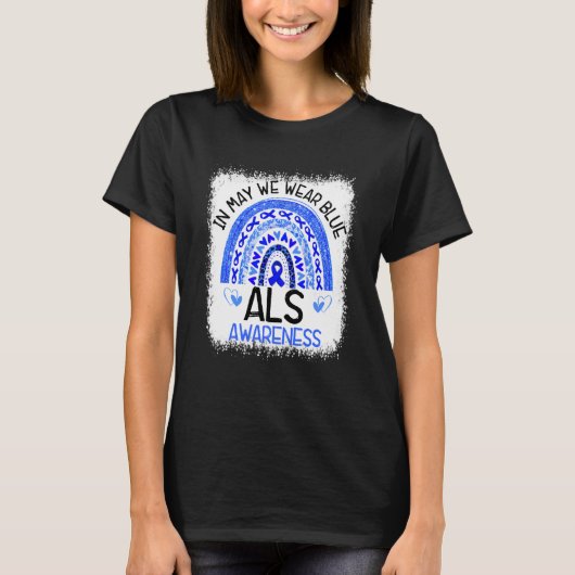 Rainbow Leopard In May We Wear Blue ALS Awareness T-shirt (Voorkant)