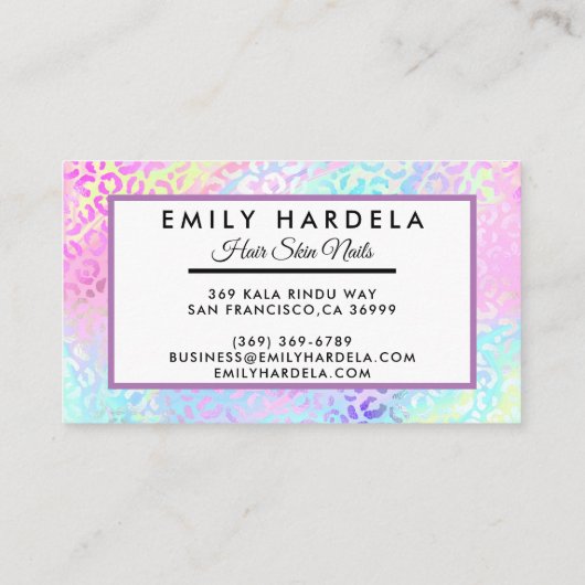 Rainbow Leopard Iridescent Professional Salon Visitekaartje (Achterkant)