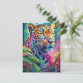 Rainbow Leopard Kleurrijke Moderne Abstracte Kunst Briefkaart (Staand voorkant)
