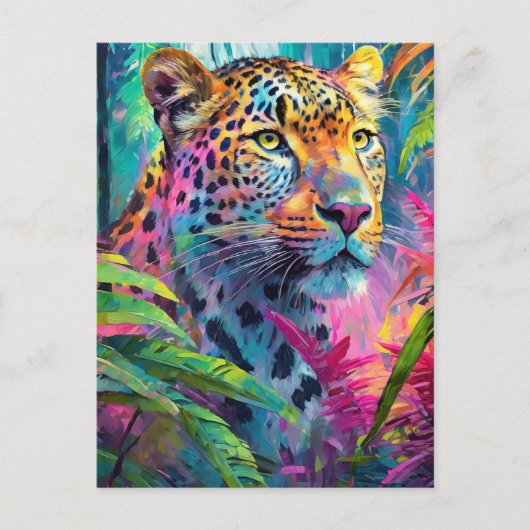 Rainbow Leopard Kleurrijke Moderne Abstracte Kunst Briefkaart (Voorkant)