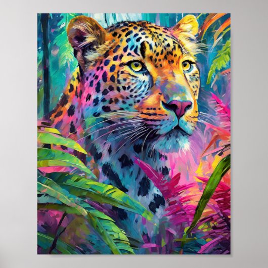 Rainbow Leopard Kleurrijke Moderne Abstracte Kunst Poster (Voorkant)