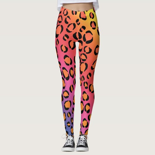 Rainbow Leopard Leggings Animal Print Jaguar (Voorkant)