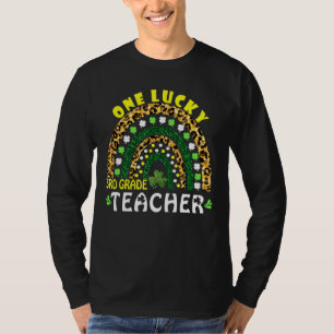 Rainbow Leopard One Lucky 3rd Grade Teacher St Pat T-shirt