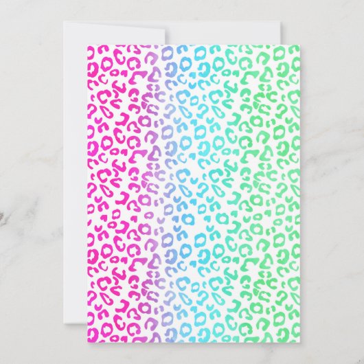 Rainbow Leopard Party Animals Birthday Invitation Kaart (Achterkant)