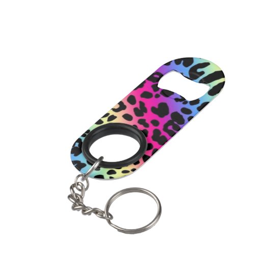 Rainbow Leopard Pattern Mini Flessenopener (Achterkant Gekanteld)