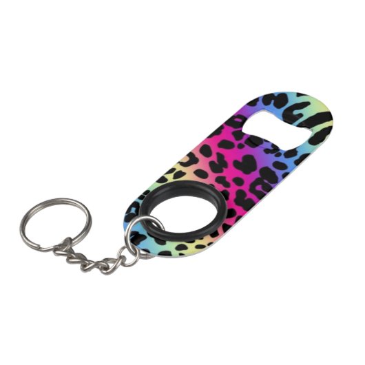 Rainbow Leopard Pattern Mini Flessenopener (Voorkant Gekanteld)