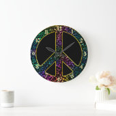 Rainbow Leopard Peace Sign-klok Grote Klok (Huis)