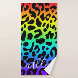 Rainbow Leopard Print Badhanddoek