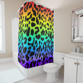 Rainbow Leopard Print Douchegordijn (In situ)