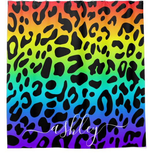 Rainbow Leopard Print Douchegordijn (Voorkant)