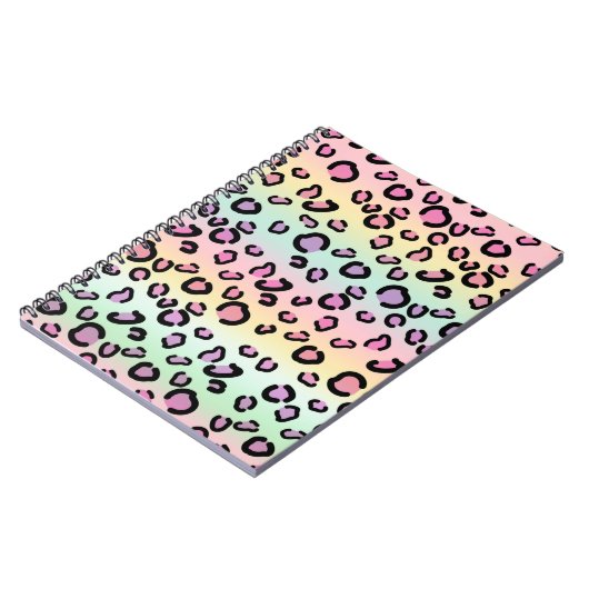 Rainbow Leopard print esthetisch Cheetah Patroon Notitieboek (Linkerzijde)