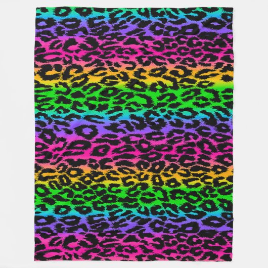 Rainbow Leopard Print Fleece Deken (Voorkant)