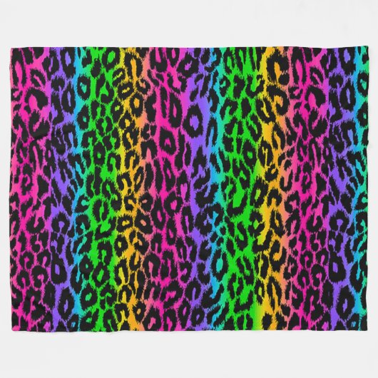Rainbow Leopard Print Fleece Deken (Voorkant (Horizontaal))