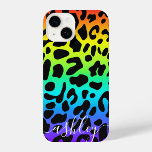 Rainbow Leopard Print iPhone 14 Hoesje