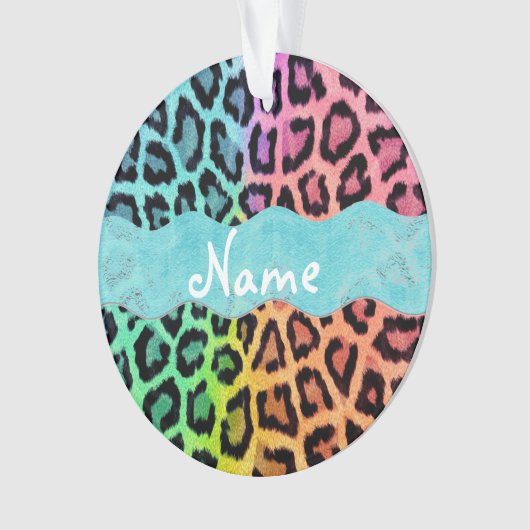 Rainbow Leopard print kerstversiering Ornament (voorkant)
