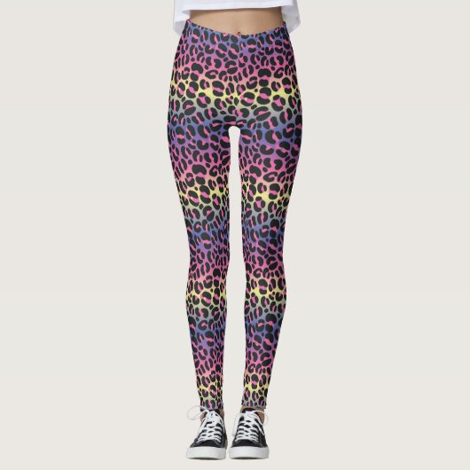 Rainbow Leopard Print Leggings (Voorkant)