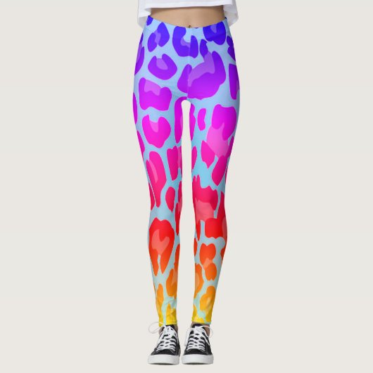 Rainbow Leopard Print Leggings (Voorkant)