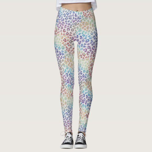Rainbow Leopard Print Leggings | Bold Colorful (Voorkant)