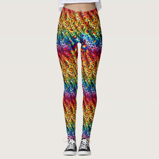 Rainbow Leopard Print Leggings | Bold Colorful (Voorkant)