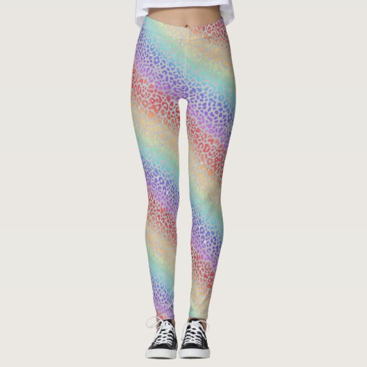 Rainbow Leopard Print Leggings | Bold Colorful (Voorkant)
