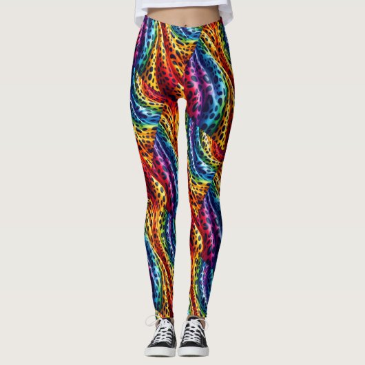 Rainbow Leopard Print Leggings | Bold Colorful (Voorkant)