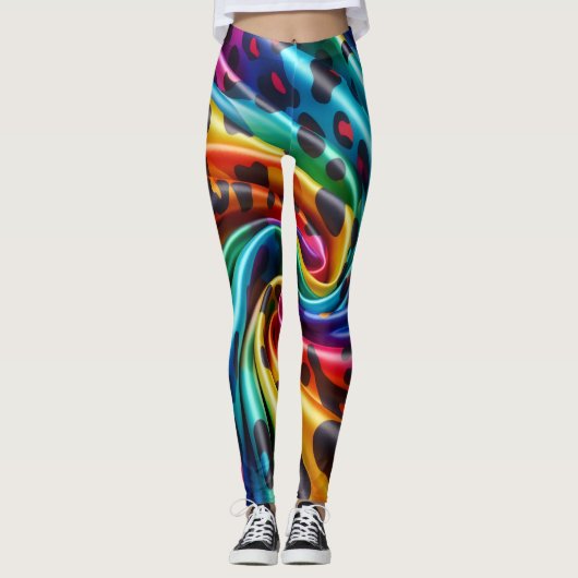 Rainbow Leopard Print Leggings | Bold Colorful (Voorkant)