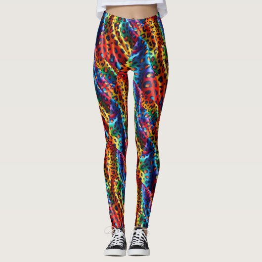Rainbow Leopard Print Leggings | Bold Colorful (Voorkant)