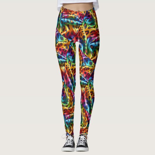 Rainbow Leopard Print Leggings | Psychedelic (Voorkant)