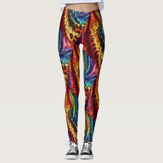 Rainbow Leopard Print Leggings | Psychedelic (Voorkant)