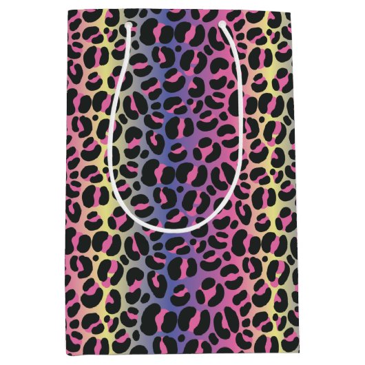 Rainbow Leopard Print Medium Cadeauzakje (Voorkant)