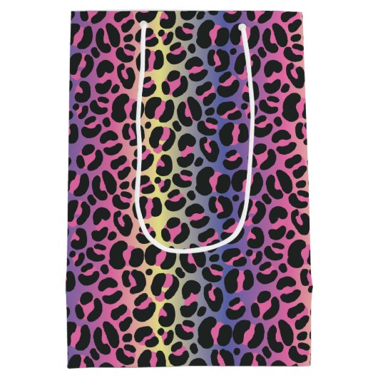 Rainbow Leopard Print Medium Cadeauzakje (Achterkant)