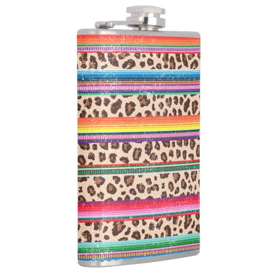 Rainbow Leopard Print Modern Girly Animal Pattern Heupfles (Rechts)