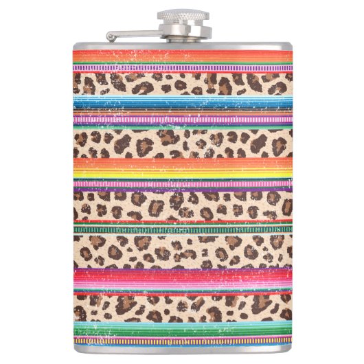 Rainbow Leopard Print Modern Girly Animal Pattern Heupfles (Voorkant)
