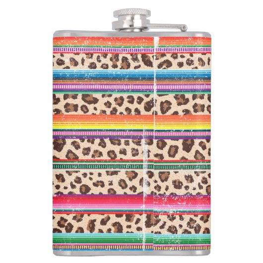 Rainbow Leopard Print Modern Girly Animal Pattern Heupfles (Achterkant)