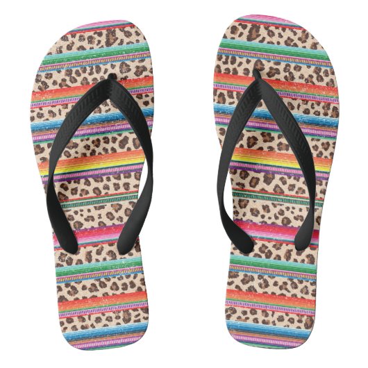 Rainbow Leopard Print Modern Girly Animal Pattern Teenslippers (Voetbed)