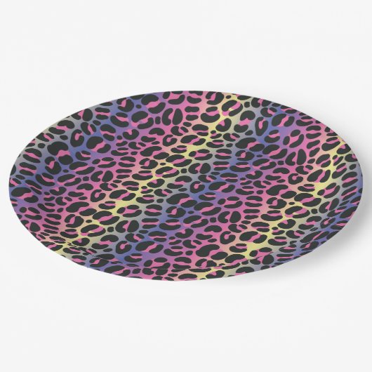 Rainbow Leopard Print Papieren Bordje (Gekanteld)