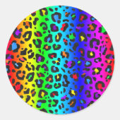 Rainbow Leopard Print Ronde Sticker (Voorkant)