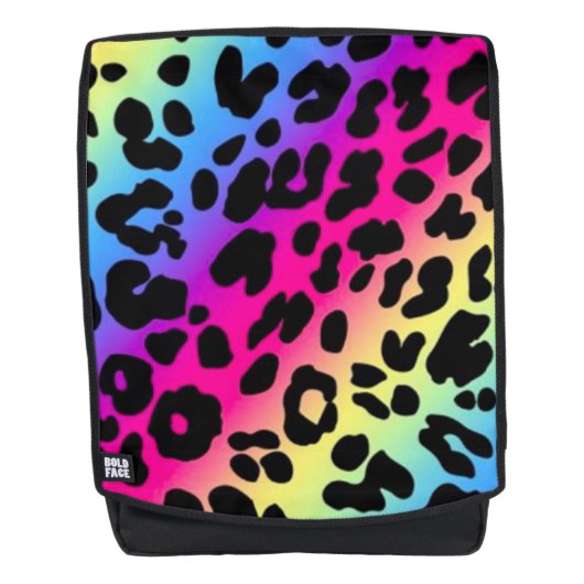 Rainbow Leopard Print Rugtassen (Voorkant)