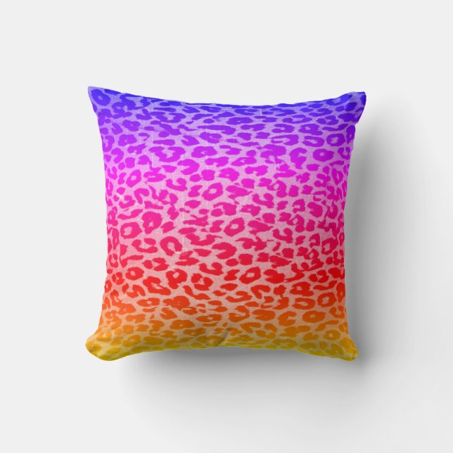 Rainbow Leopard Print Skin Patroon Kussen (Voorkant)