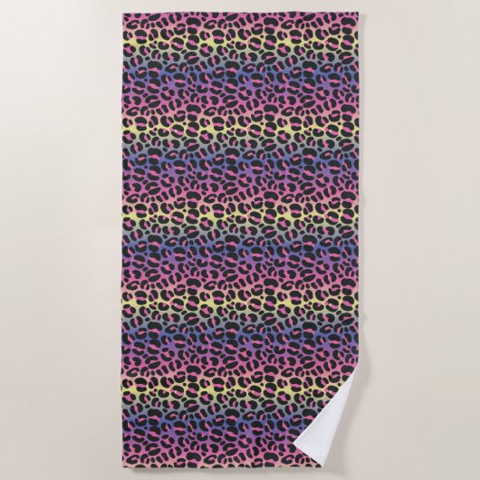 Rainbow Leopard Print Strandlaken (Voorkant)